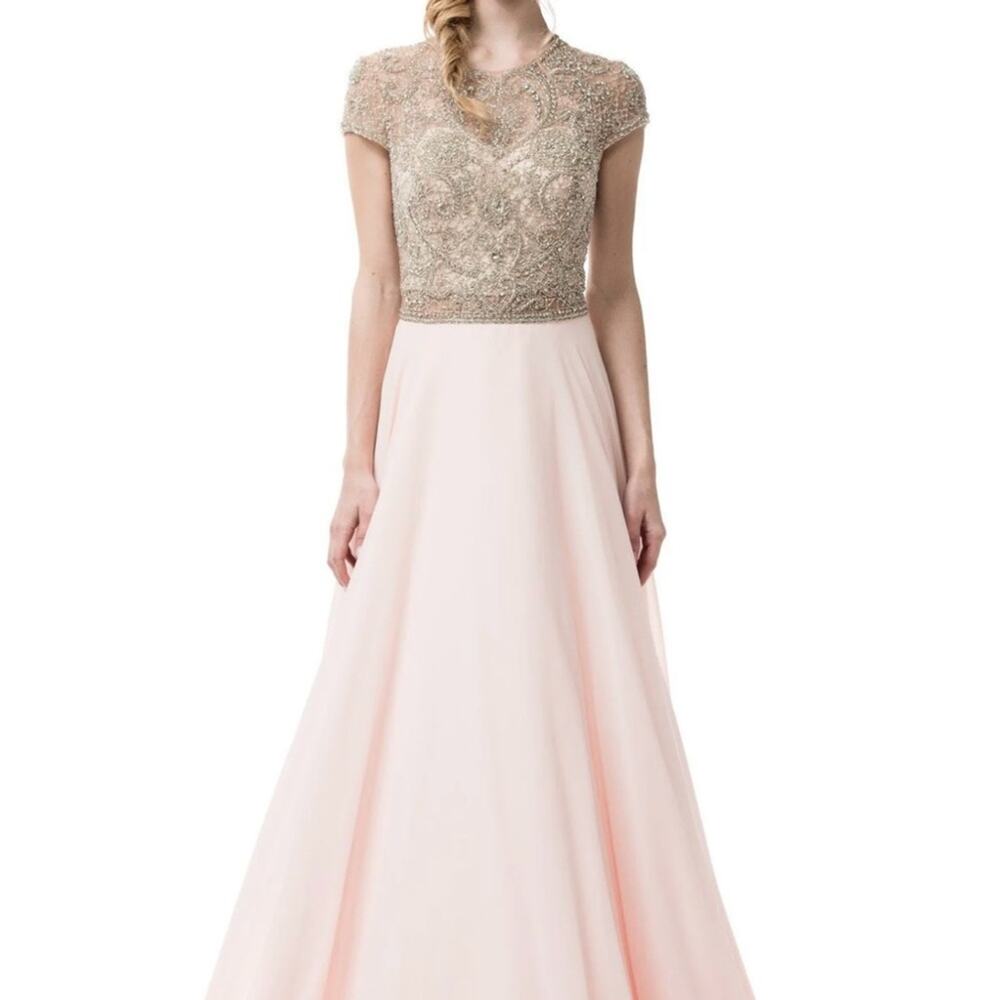 JVN by Jovani Elegant Pink and Gold Women's‎ Dress Size 0